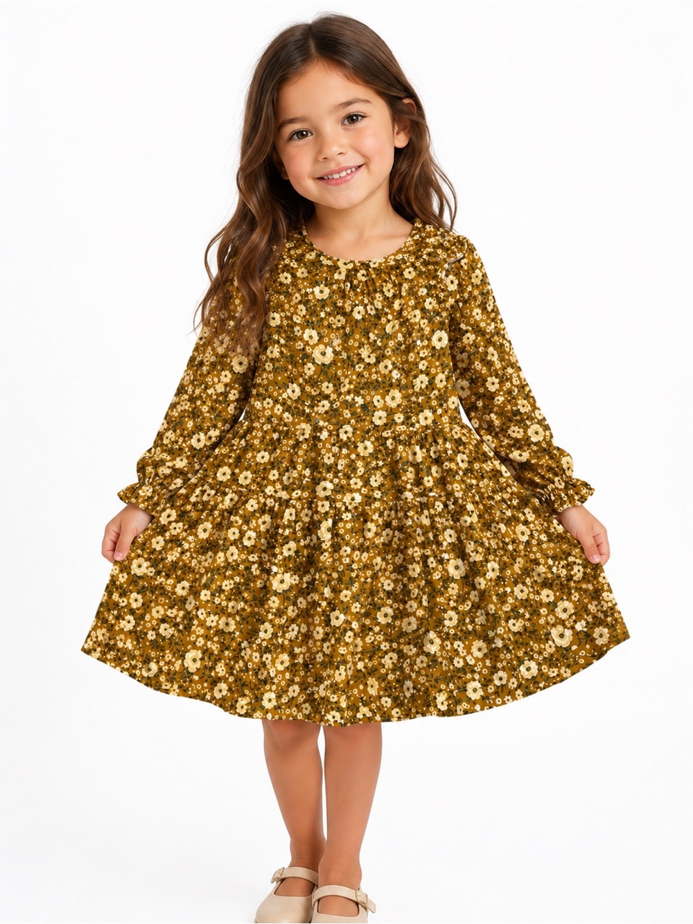 Old Navy Floral Tie-Shoulder Sundress in Mustard